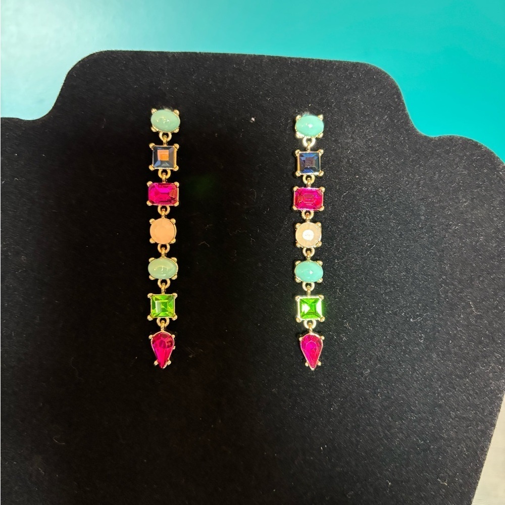 Elegant Multi Colored Stone Earrings with Geometric Design